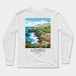 A Pop Art Travel Print of Azores - Portugal Long Sleeve T-Shirt